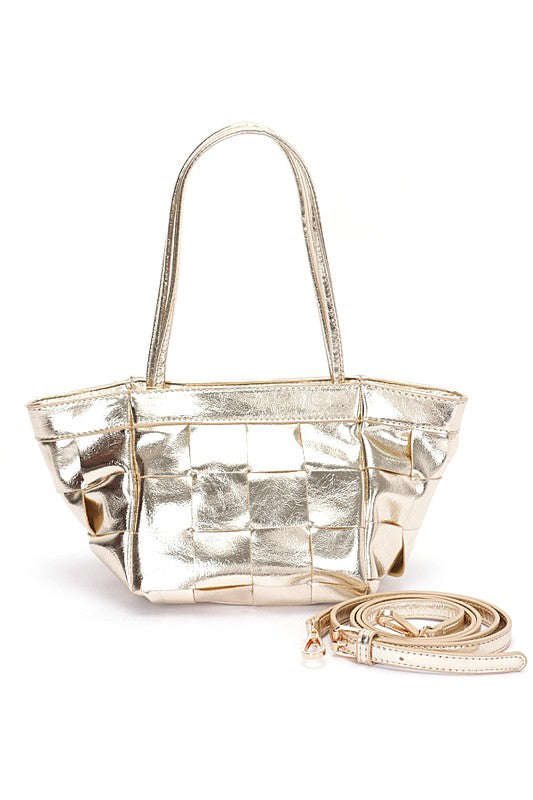 Metallic Weaved Small Tote Bag