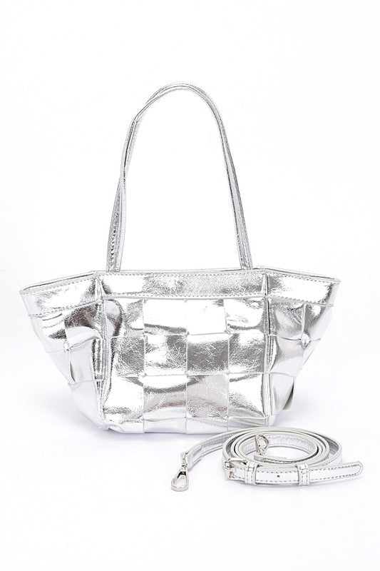 Metallic Weaved Small Tote Bag