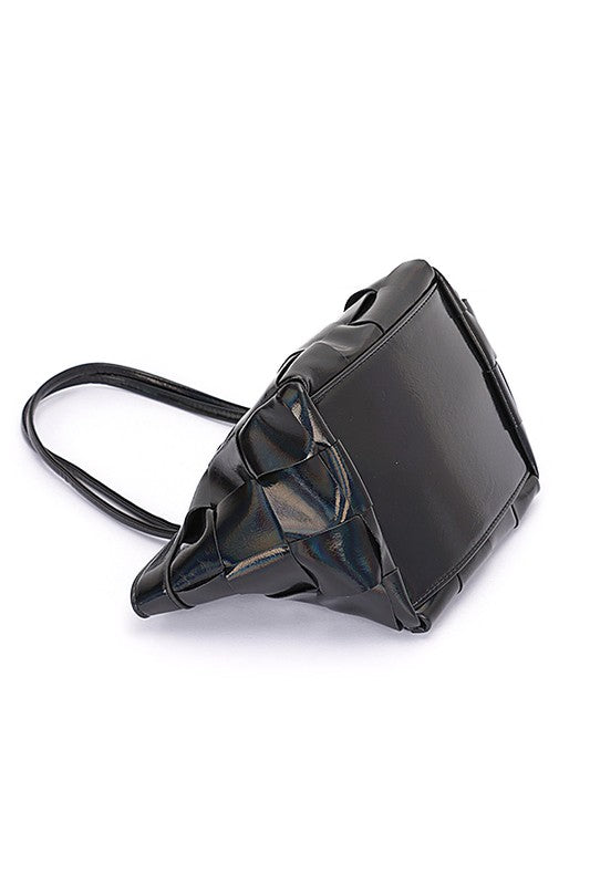 Metallic Weaved Small Tote Bag