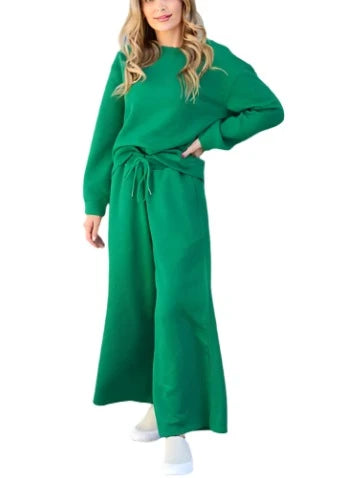 Double Take Textured Pants Set