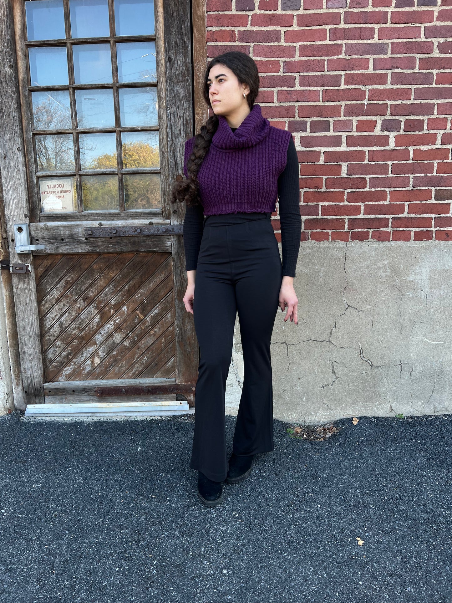 Honey Bunny Crop Sweater in Black Cherry