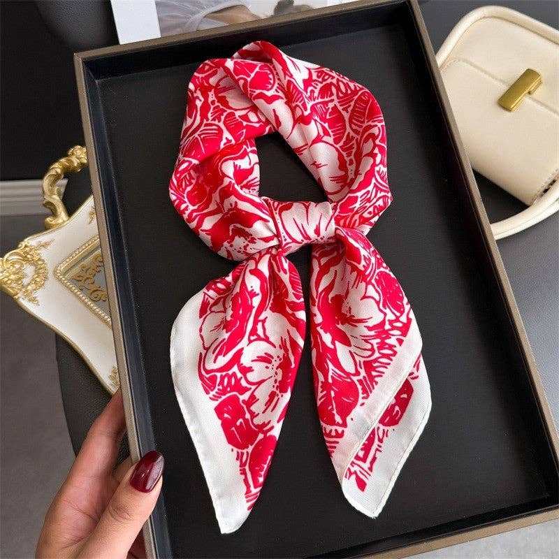 Fashion Print Square Scarf: PINK