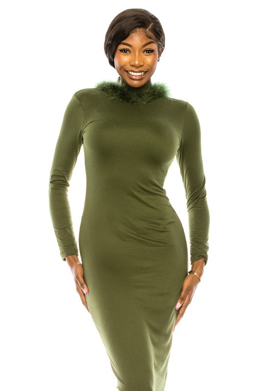 women's long slimming dress with hoodie