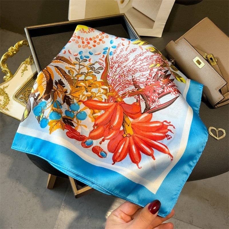 Fashion Print Square Scarf: KHAKI