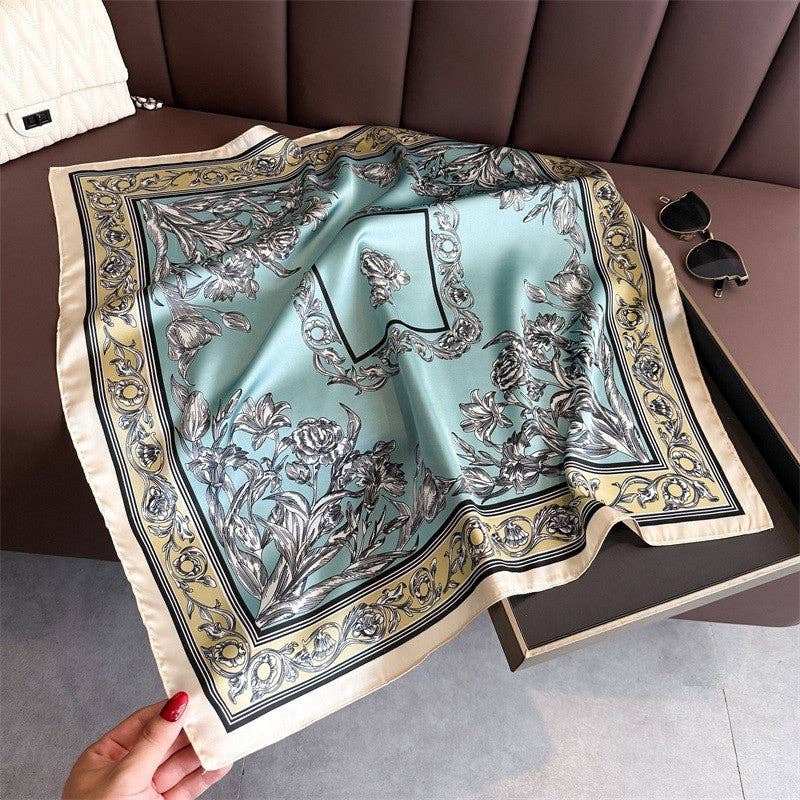 Fashion Print Square Scarf: WHITE
