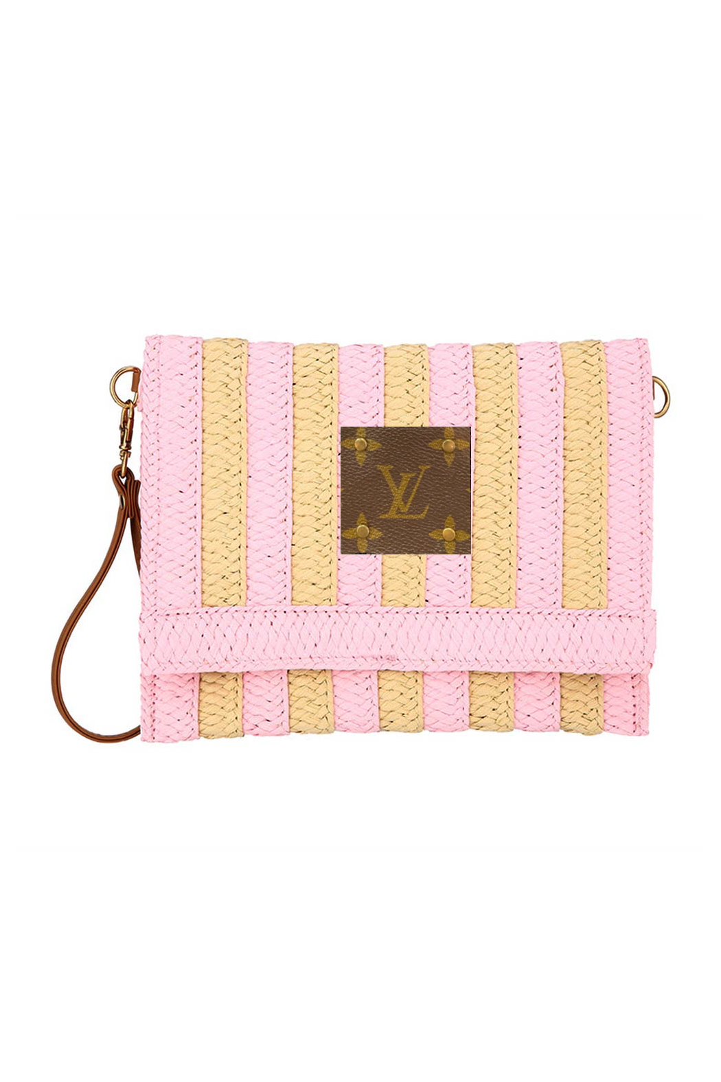 Upcycled Striped Straw Clutch Wristlet Crossbody: Black