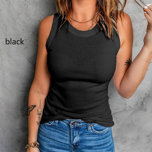 Sleeveless Basic Cami Tank Tops: Black / 2XL