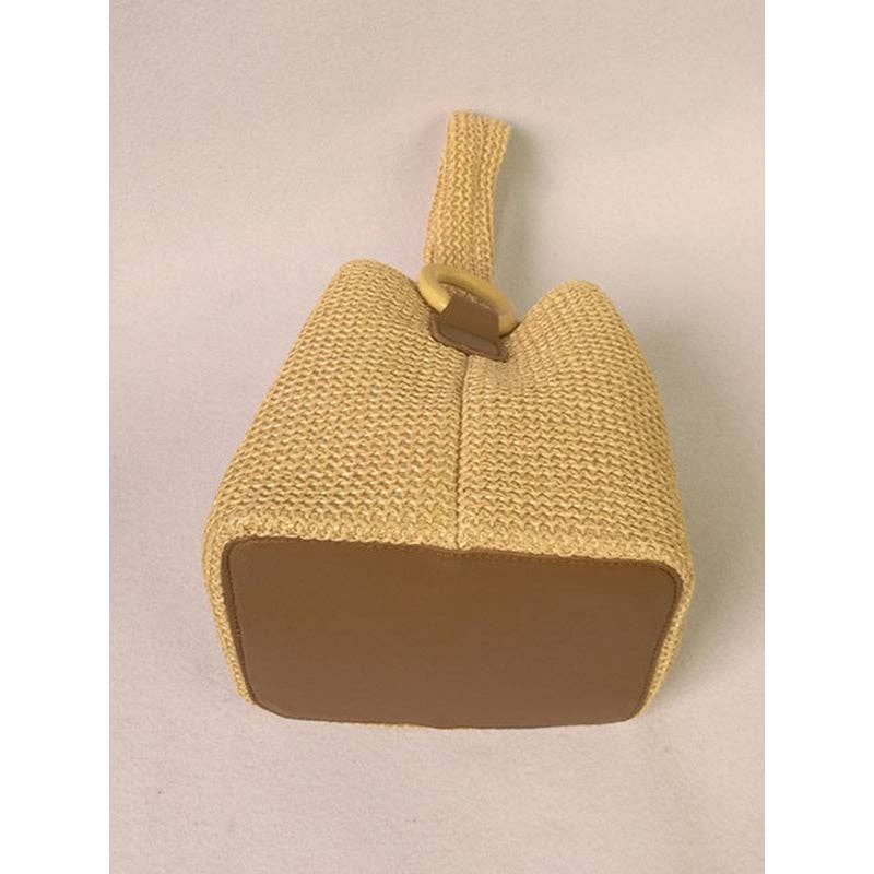 Casual Simple Weave Handbag: KHAKI / FREE SIZE