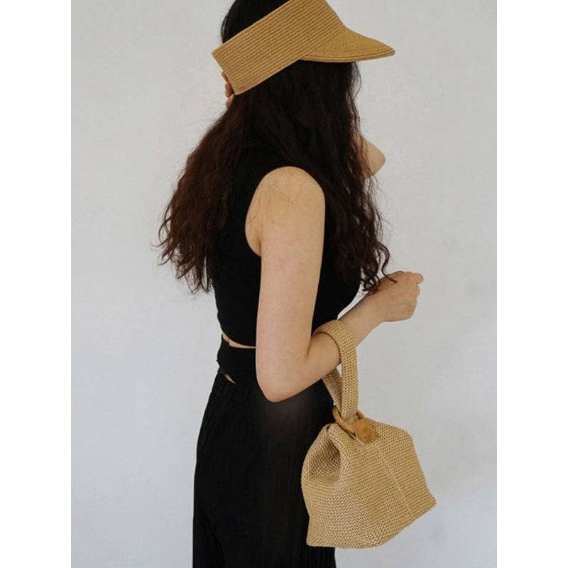 Casual Simple Weave Handbag: KHAKI / FREE SIZE