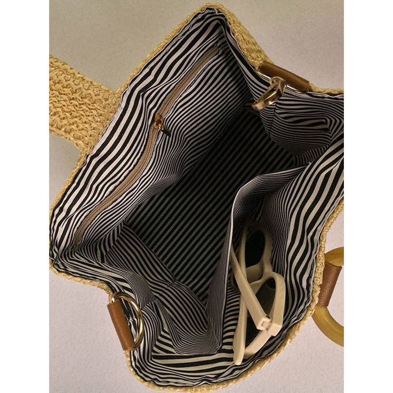 Casual Simple Weave Handbag: KHAKI / FREE SIZE