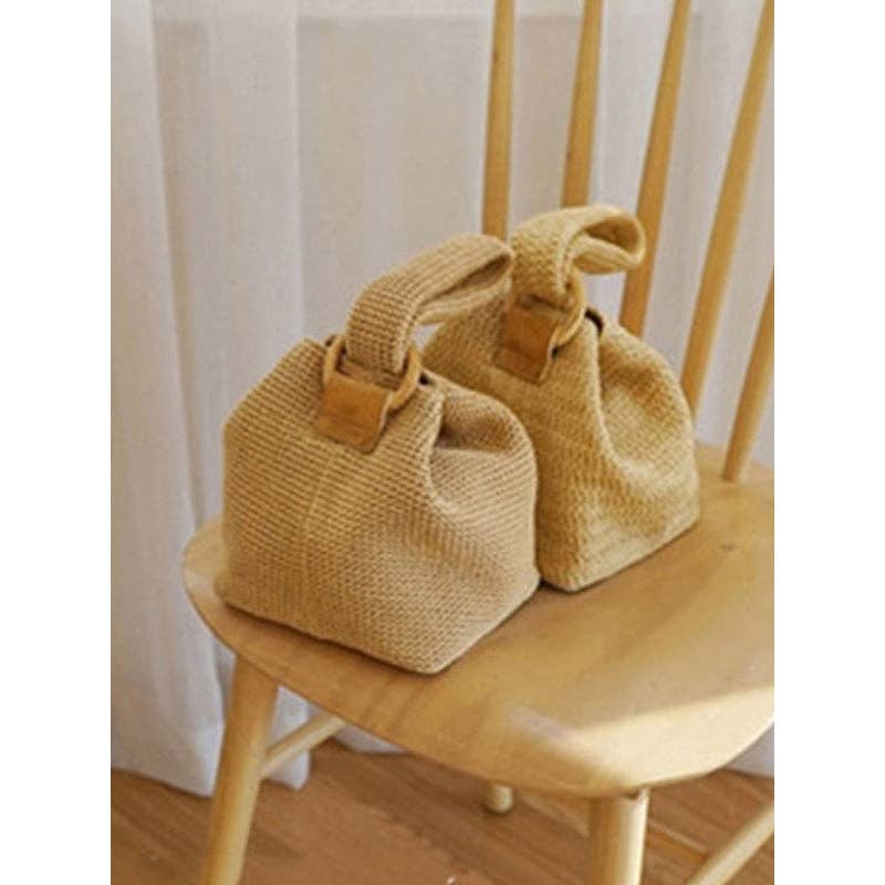 Casual Simple Weave Handbag: KHAKI / FREE SIZE