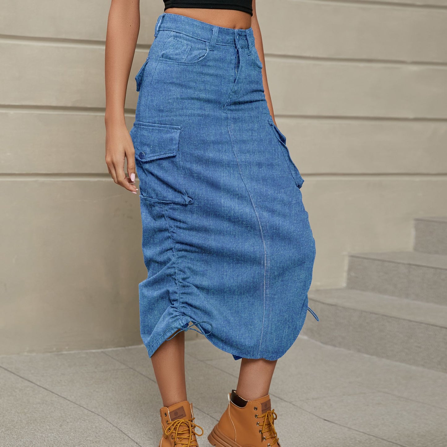 Denim Midi Skirt