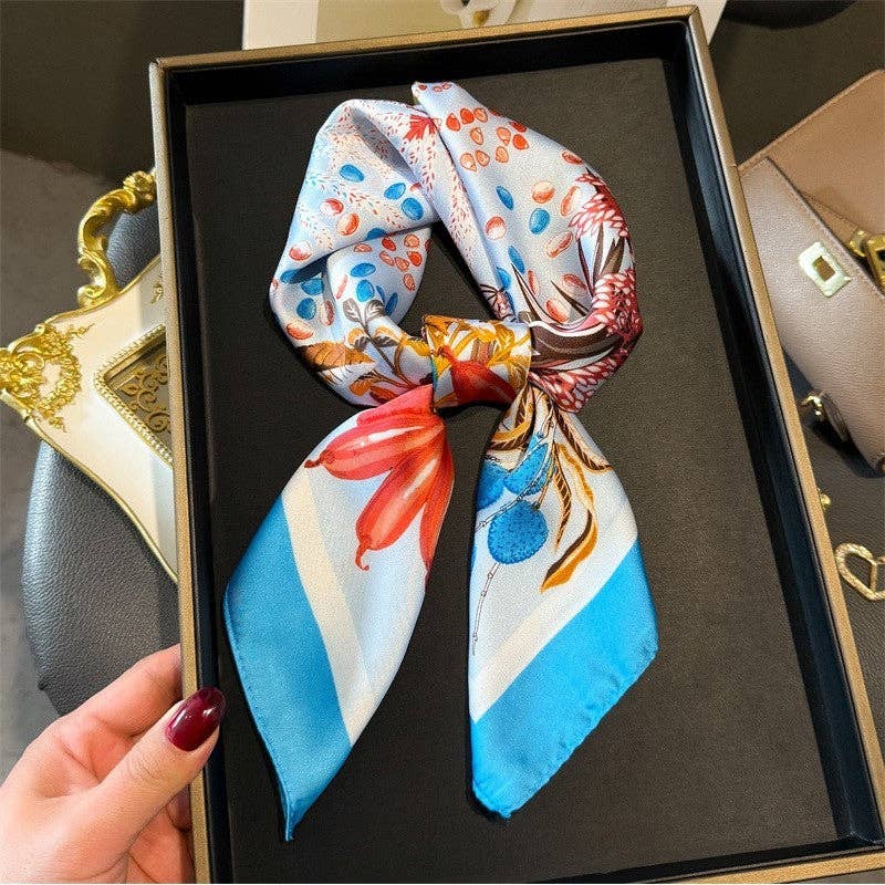 Fashion Print Square Scarf: KHAKI