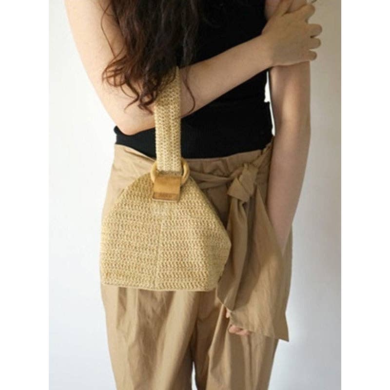 Casual Simple Weave Handbag: KHAKI / FREE SIZE