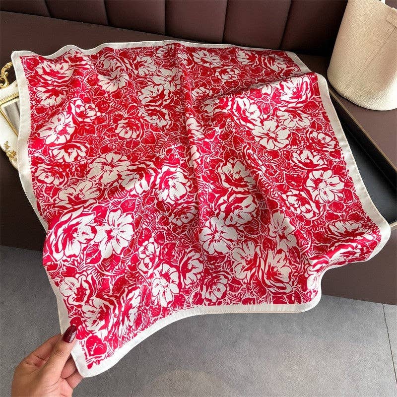 Fashion Print Square Scarf: PINK