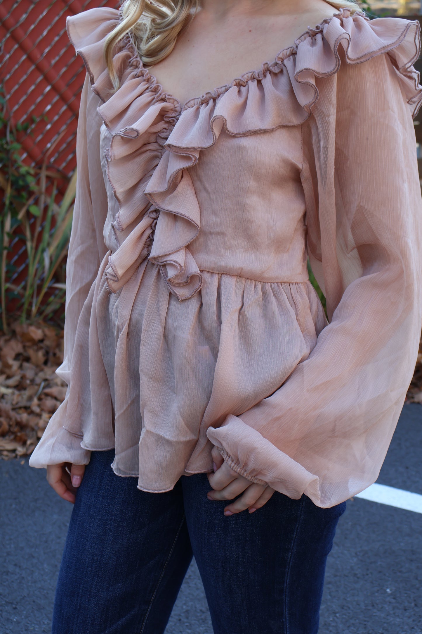 Ruffle V-Neck Top