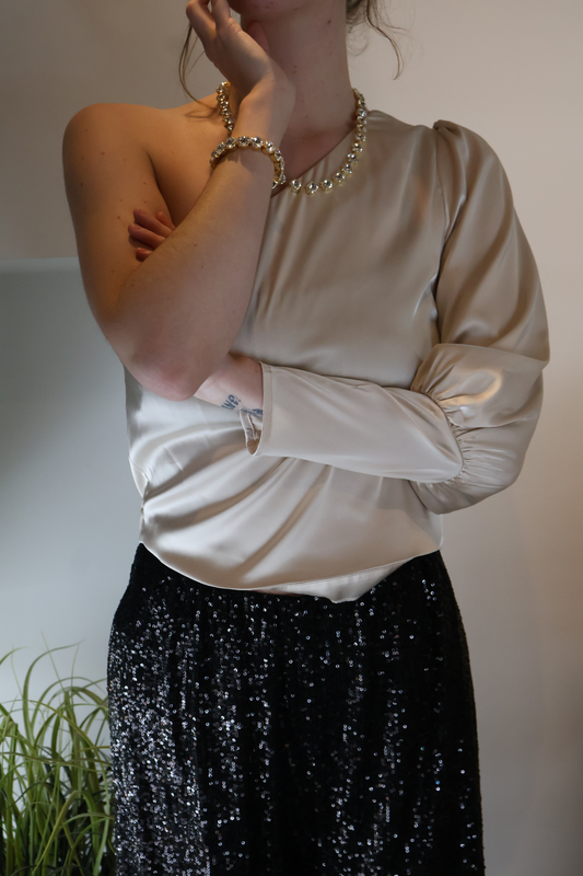 Good Time One Shoulder Satin Crop Top