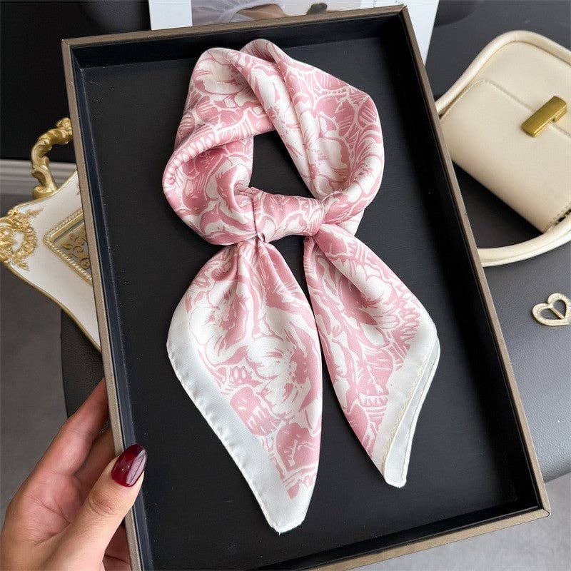 Fashion Print Square Scarf: PINK
