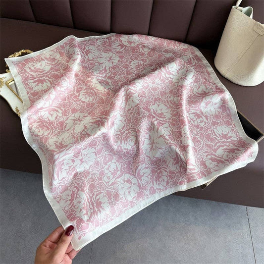 Fashion Print Square Scarf: PINK