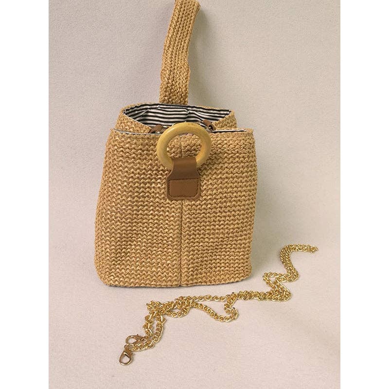 Casual Simple Weave Handbag: KHAKI / FREE SIZE