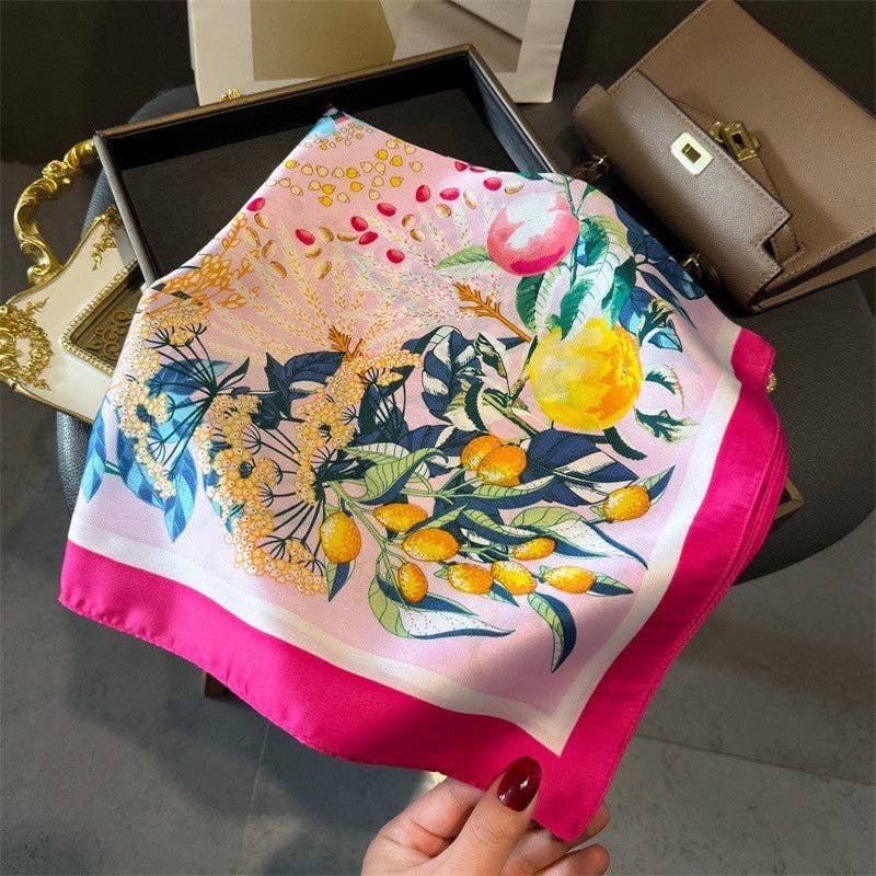 Fashion Print Square Scarf: KHAKI